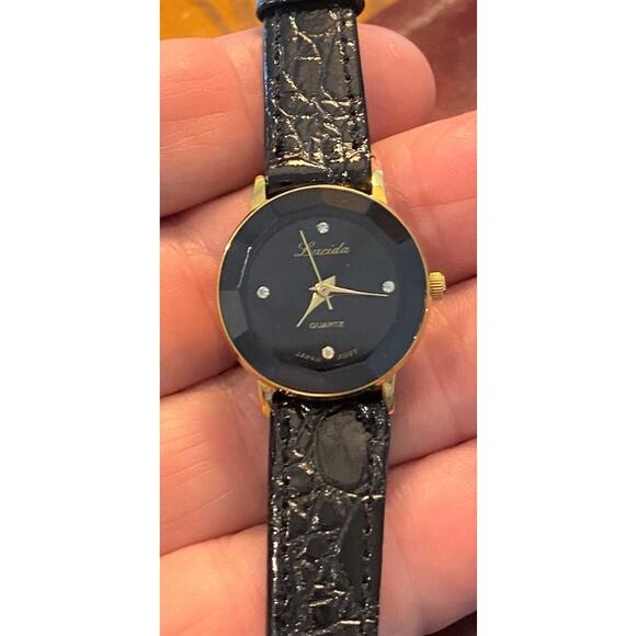 Women's 25mm Gold Tone Lucida Watch, Faceted Crystal - Picture 3 of 4